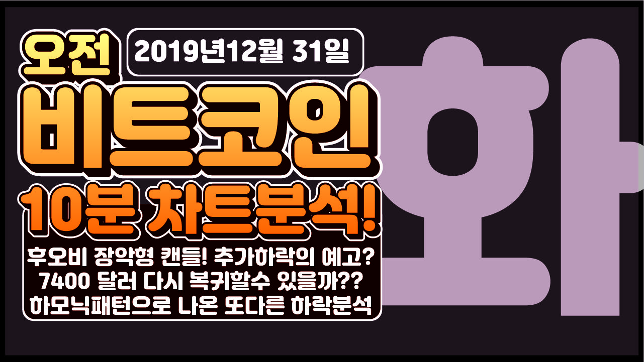 오전12/31] 비트코인 10분 차트분석 - 후오비 장악형 캔들! 추가하락의 예고?7400 달러 다시 복귀할수 있을까??하모닉패턴으로  나온 또다른 하락분석#차트분석#비트코인차트분석#BTC | 코박 - 가상자산 투자정보 플랫폼